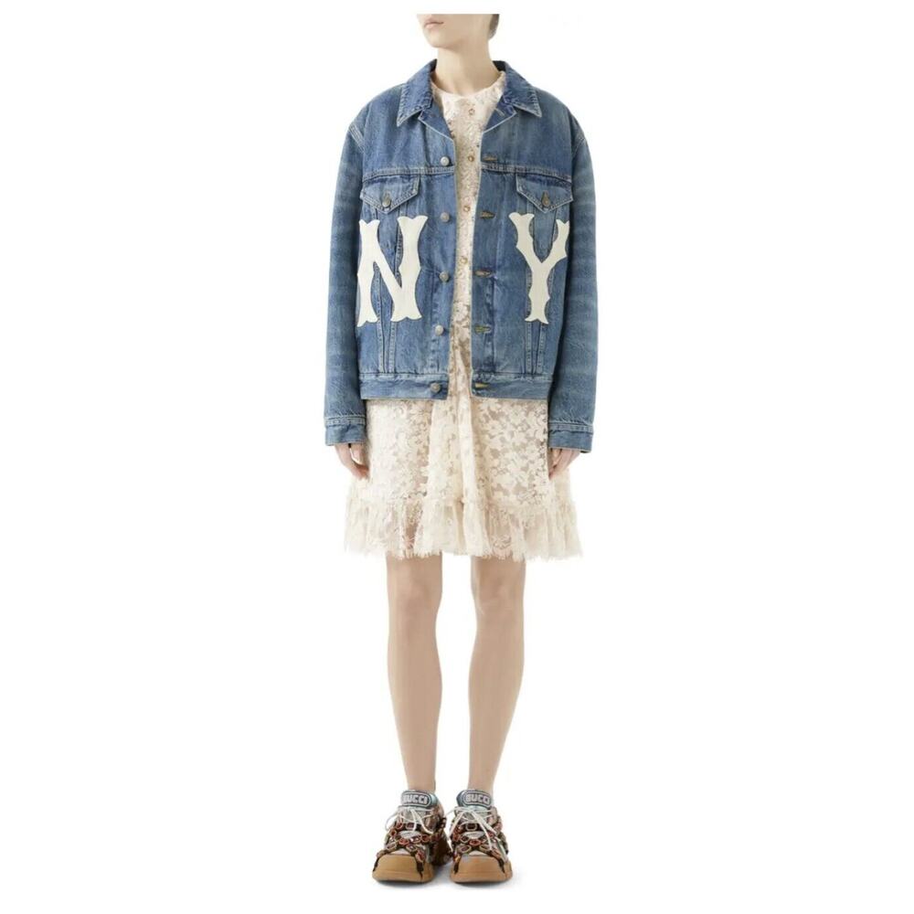 Gucci XXV NY Yankees Embroidered Insulated Denim Jacket sz 38